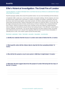 Free Great Fire Of London Comprehension | Year 4 Greater Depth | BookFlik