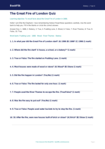 Free Great Fire Of London Quiz | Year 4 Supported | BookFlik
