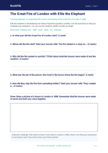 Free Great Fire Of London Worksheet | Year 4 Supported | BookFlik