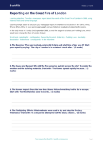 Free Great Fire Of London Writing Frame | Year 5 Core | BookFlik