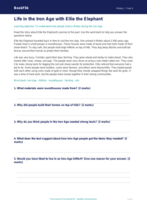 Free Iron Age Comprehension | Year 4 Supported | BookFlik