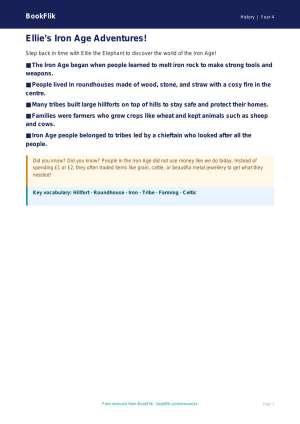 Free Iron Age Poster | Year 4 Supported | BookFlik worksheet preview — History Iron Age