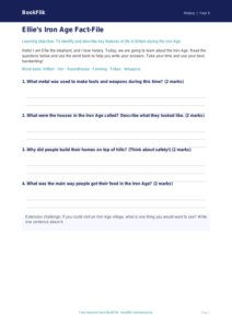 Free Iron Age Worksheet | Year 4 History Activity | BookFlik