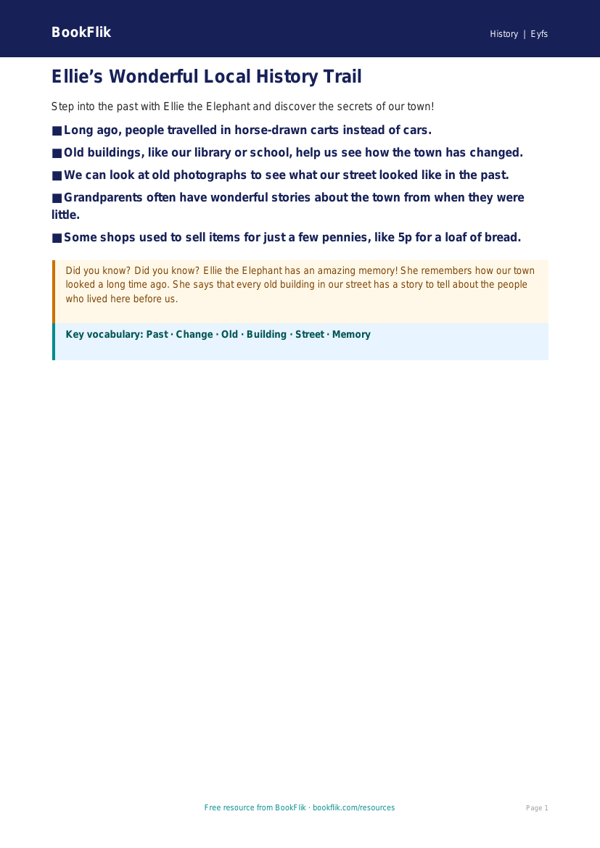 Free Local History Poster | EYFS Core | BookFlik worksheet preview — History Local History