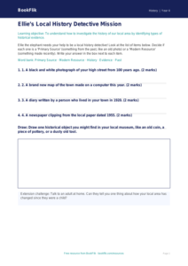 Free Local History Activity Sheet | Year 4 Supported | BookFlik