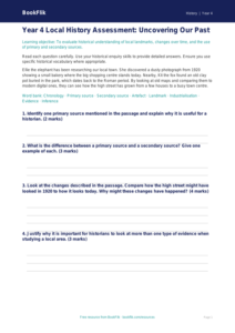Free Local History Assessment | Year 4 Greater Depth | BookFlik