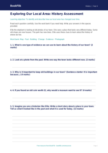 Free Local History Assessment | Year 4 Supported | BookFlik