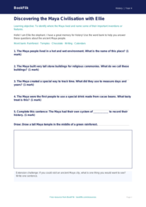 Free Maya Civilisation Worksheet | Year 4 Supported | BookFlik