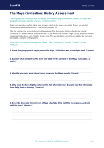 Free Maya Civilisation Assessment | Year 5 Core | BookFlik