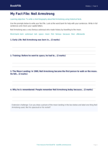 Free Neil Armstrong Writing Frame | Year 4 Supported | BookFlik