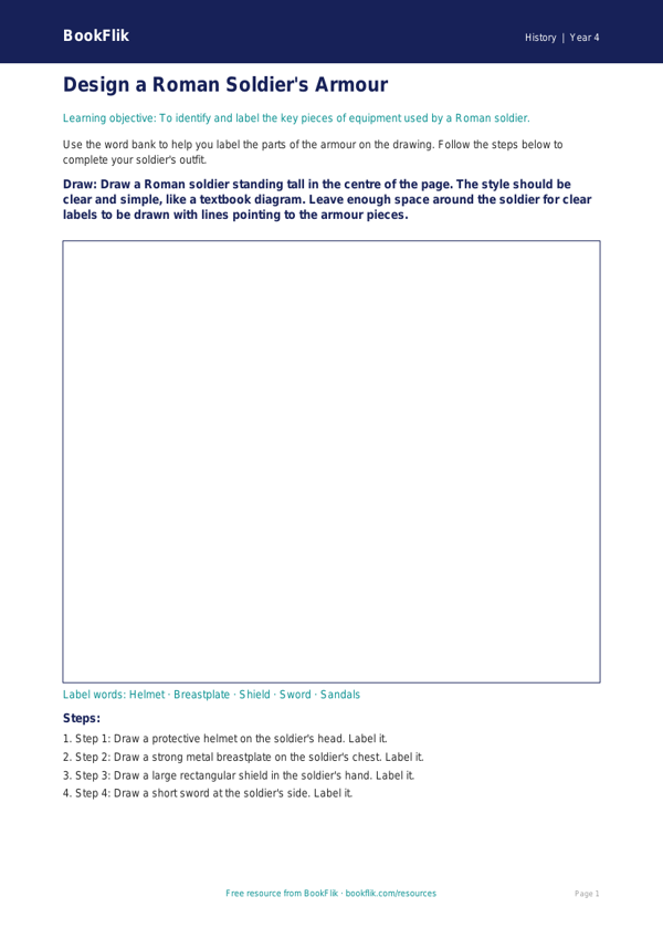 Free Romans Drawing Sheet | Year 4 Supported | BookFlik worksheet preview — History Romans