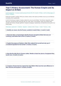 Free Romans Assessment | Year 5 Core | BookFlik