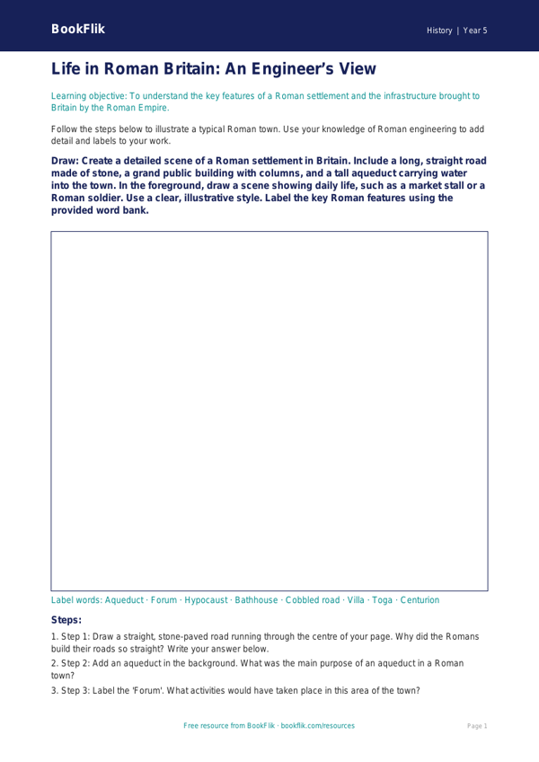 Free Romans Drawing Sheet | Year 5 Core | BookFlik worksheet preview — History Romans