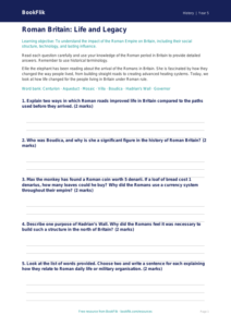 Free Romans Worksheet | Year 5 Core | BookFlik