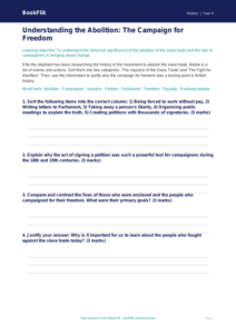 Free Slavery Activity Sheet | Year 4 Greater Depth | BookFlik