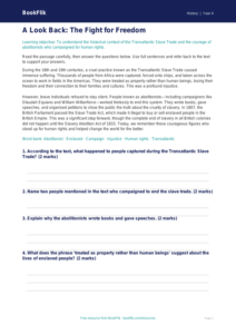 Free Slavery Comprehension | Year 4 Greater Depth | BookFlik