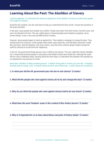 Free Slavery Comprehension | Year 4 Supported | BookFlik