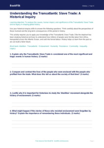 Free Slavery Worksheet | Year 4 Greater Depth | BookFlik