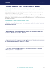 Free Slavery Worksheet | Year 4 Supported | BookFlik