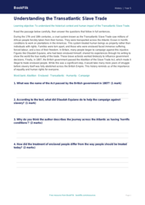 Free Slavery Comprehension | Year 5 Core | BookFlik
