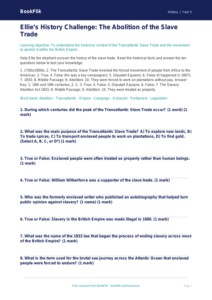 Free Slavery Quiz | Year 5 Core | BookFlik