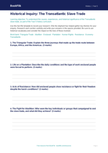 Free Slavery History Worksheet | Year 5 Core | BookFlik