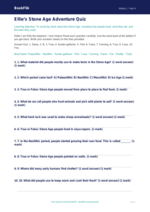 Free Stone Age Quiz | Year 4 Supported | BookFlik