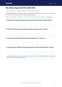 Free Stone Age Template | Year 4 Supported | BookFlik