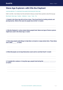 Free Stone Age Worksheet | Year 4 Supported | BookFlik