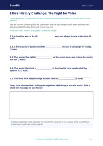 Free Suffragettes Activity Sheet | Year 4 Supported | BookFlik