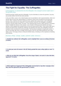 Free Suffragettes Comprehension | Year 4 Greater Depth | BookFlik