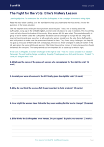 Free Suffragettes Comprehension | Year 4 Supported | BookFlik