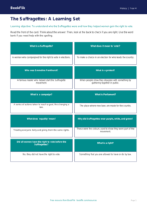 Free Suffragettes Flashcards | Year 4 Supported | BookFlik