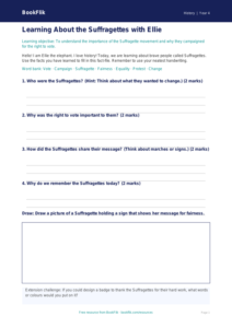 Free Suffragettes Template | Year 4 Supported | BookFlik
