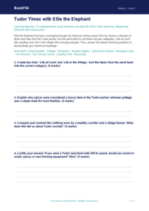 Free Tudors Activity Sheet | Year 4 Greater Depth | BookFlik