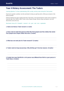 Free Tudors Assessment | Year 4 Supported | BookFlik