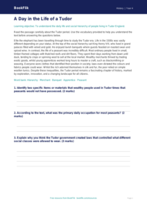 Free Tudors Comprehension | Year 4 Greater Depth | BookFlik