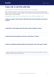 Free Tudors Template | Year 4 Supported | BookFlik
