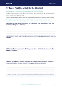 Free Tudors Writing Frame | Year 4 Supported | BookFlik