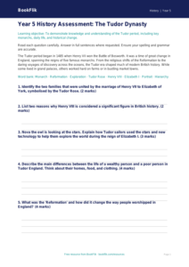 Free Tudors Assessment | Year 5 Core | BookFlik