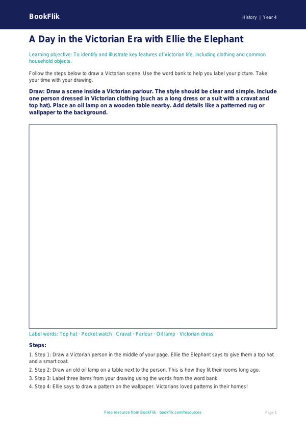 Free Victorians Drawing Sheet | Year 4 Supported | BookFlik worksheet preview — History Victorians