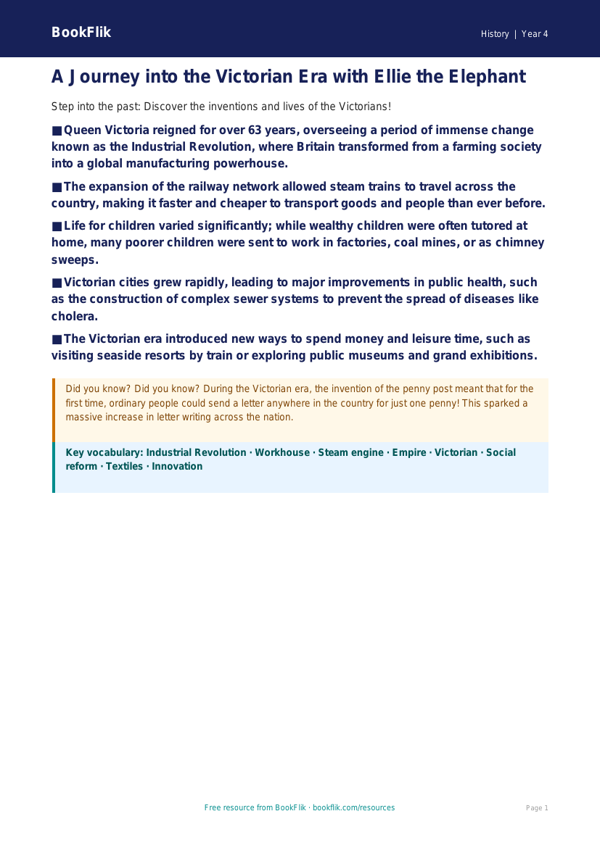 Free Victorians Poster | Year 4 Greater Depth | BookFlik worksheet preview — History Victorians