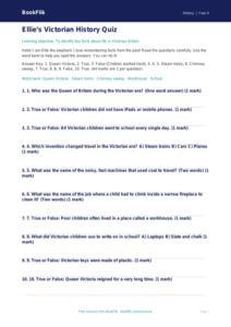 Free Victorians Quiz | Year 4 Supported | BookFlik