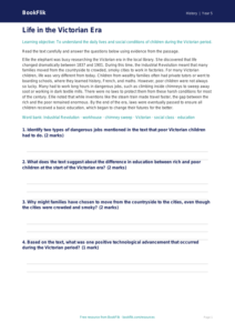 Free Victorians Comprehension | Year 5 Core | BookFlik