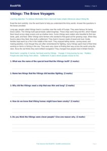 Free Vikings Comprehension | Year 4 Supported | BookFlik