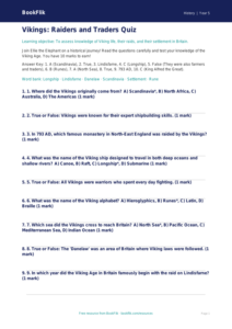 Free Vikings Quiz | Year 5 Core | BookFlik