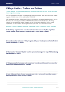 Free Vikings Worksheet | Year 5 Core | BookFlik