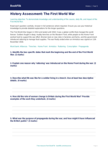 Free Ww1 Assessment | Year 5 Core | BookFlik