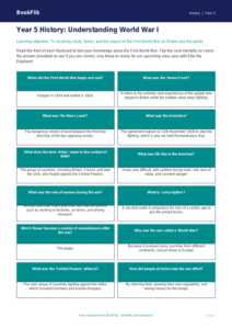 Free Ww1 Flashcards | Year 5 Core | BookFlik