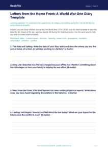 Free WW1 Worksheet for Year 5 | History Resources | BookFlik